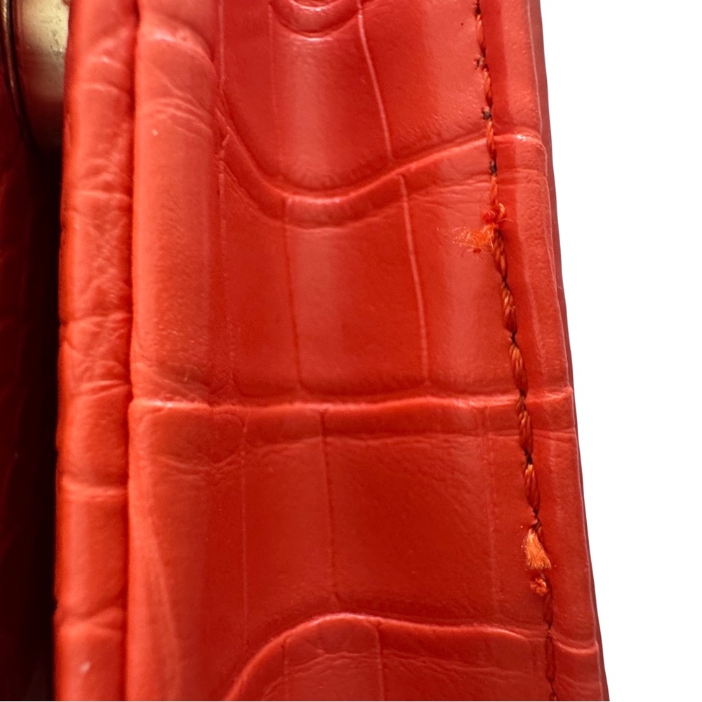Badgley Mischka Orange Croc Embossed Chain Crossbody Bag - Picture 7 of 7